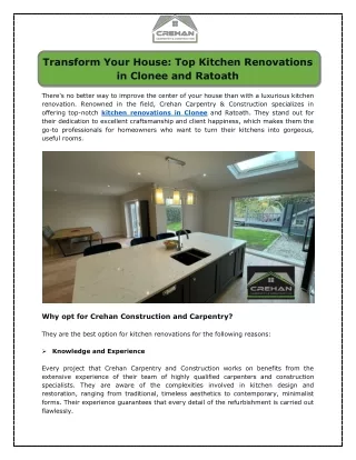 Transform Your House Top Kitchen Renovations in Clonee and Ratoath