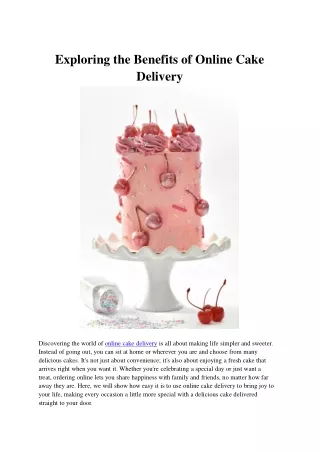 Exploring the Benefits of Online Cake Delivery