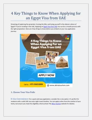 4 Key Things to Know When Applying for an Egypt Visa from UAE