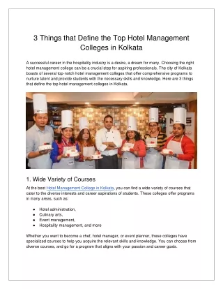 3 Things that Define the Top Hotel Management Colleges in Kolkata