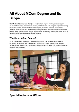 All About MCom Degree and Its Scope