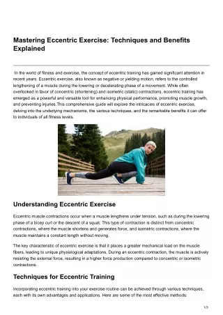 Mastering Eccentric Exercise Techniques and Benefits Explained