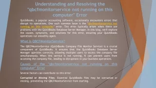 How to Fix "qbcfmonitorservice not running on this computer" Error
