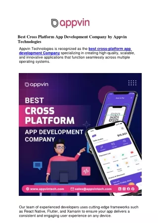 Best Cross Platform App Development Company