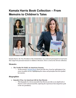 Kamala Harris Book Collection – From Memoirs to Children’s Tales