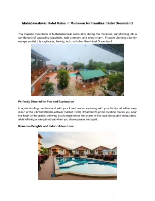 Mahabaleshwar Hotel Rates in Monsoon for Families_ Hotel Dreamland