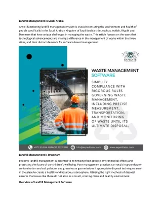 Landfill Management in the Kingdom of Saudi Arabia