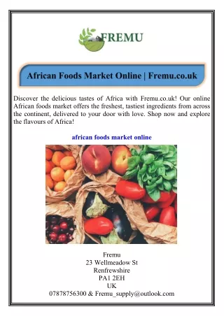 African Foods Market Online Fremu.co.uk