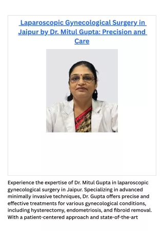 _Laparoscopic Gynecological Surgery in Jaipur by Dr. Mitul Gupta Precision and Care