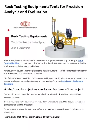 Rock Testing Equipment Tools for Precision Analysis and Evaluation