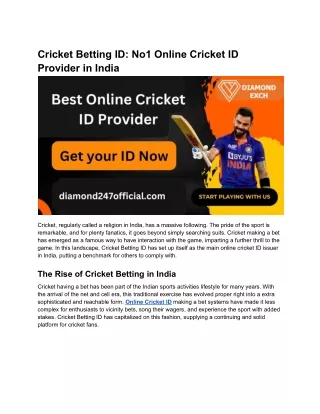 Cricket Betting ID_ No1 Online Cricket ID Provider in India