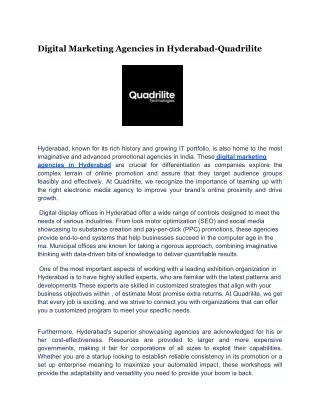 Digital marketing agency in hyderabad-Quadrilite