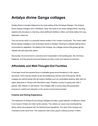 Discover Serenity: Antalya Divine Ganga Cottages Retreat