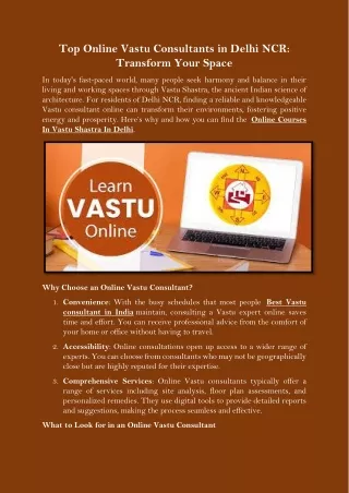 Top Online Vastu Consultants in Delhi NCR Transform Your Space