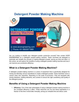 Detergent Powder Making Machine