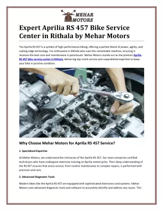 Reliable Aprilia RS 457 Bike Service Center in Rithala