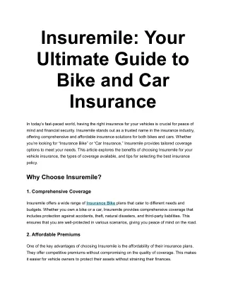 Protect Your Two Wheeler with Comprehensive Insurance