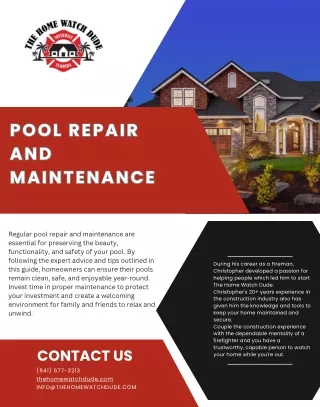 Pool Repair And Maintenance Florida - The Home Watch Dude