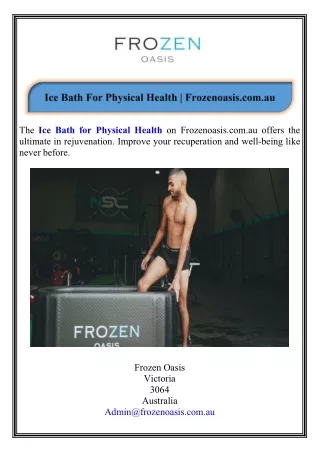 Ice Bath For Physical Health Frozenoasis.com.au