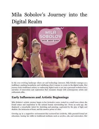 Mila Sobolov’s Journey into the Digital Realm