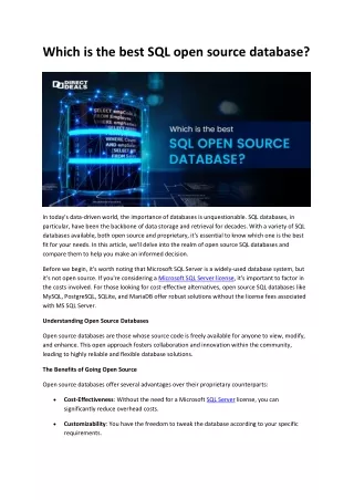 Which is the best SQL open source database