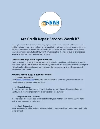 Are credit repair services worth it?