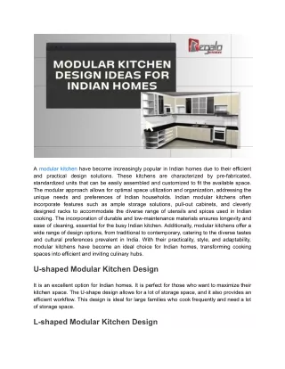 Modular Kitchen Design Ideas for Indian Homes