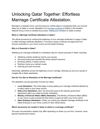 Unlocking Qatar Together_ Effortless Marriage Certificate Attestation