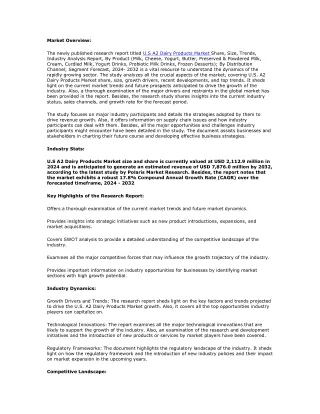 The U.S A2 Dairy Products Market