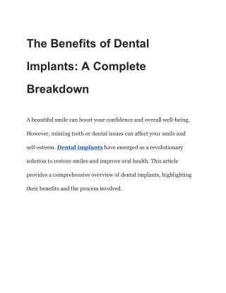 The Benefits of Dental Implants_ A Complete Breakdown