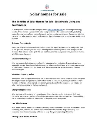 Solar homes for sale