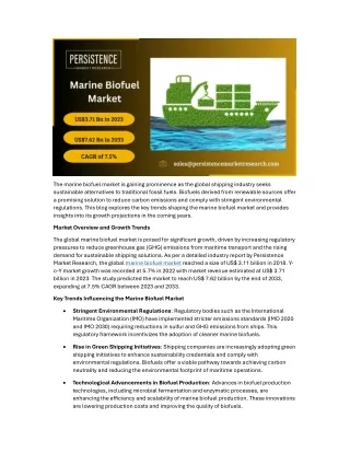 Marine Biofuel Market: Environmental Benefits Fueling Biofuel Demand