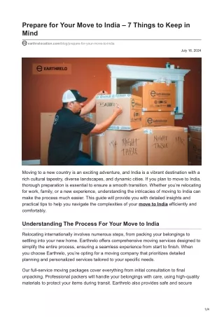 Prepare for Your Move to India  7 Things to Keep in Mind