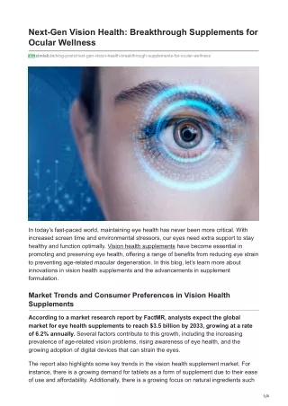 Next-Gen Vision Health Breakthrough Supplements for Ocular Wellness - Zimlabs