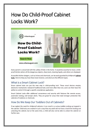 How Do Child-Proof Cabinet Locks Work?