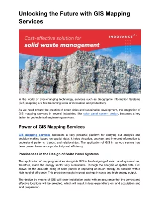 Unlocking the Future with GIS Mapping Services