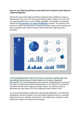 Improve Your Reporting Efficiency with DataTerrain's Smooth Crystal Report to Jaspersoft Migration