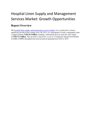Hospital Linen Supply and Management Services Market
