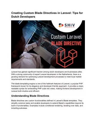 Custom Blade Directives in Laravel A Dutch Developer's Guide