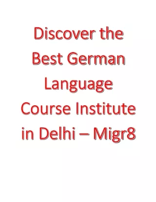 The Best German Language Course Institute in Delhi