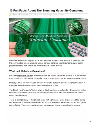 cabochonsforsale.com-10 Fun Facts About The Stunning Malachite Gemstone