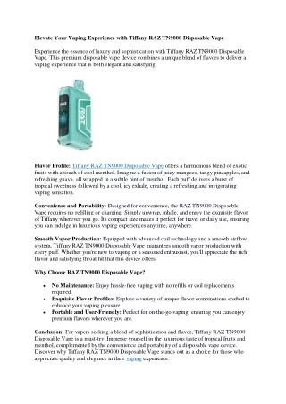 Tiffany RAZ TN9000 Disposable Vape