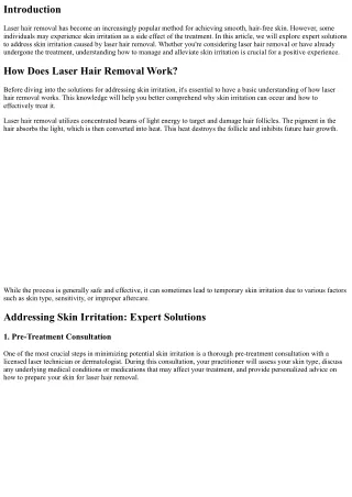 Addressing Skin Irritation with Laser Hair Removal: Expert Solutions