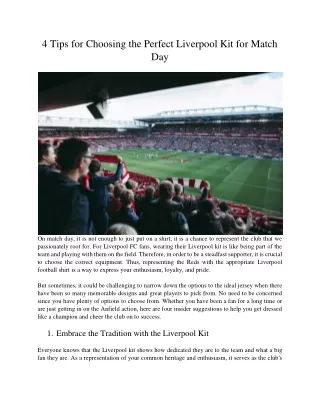 4 Tips for Choosing the Perfect Liverpool Kit for Match Day