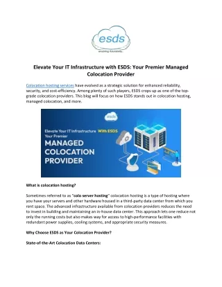 Elevate Your IT Infrastructure with ESDS Your Premier Managed Colocation Provider