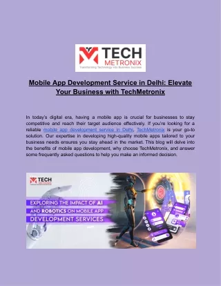 Mobile App Development Service in Delhi_ Elevate Your Business with TechMetronix