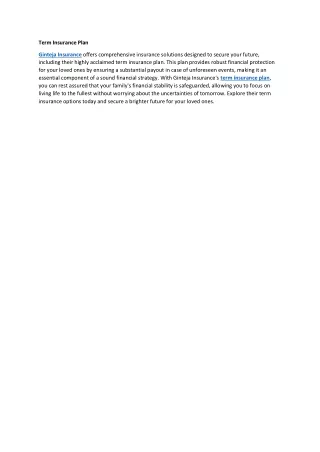 Term Insurance Plan