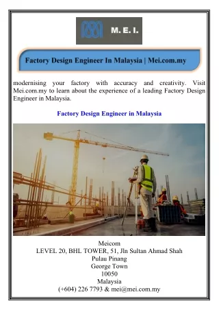 Factory Design Engineer In Malaysia Mei.com.my