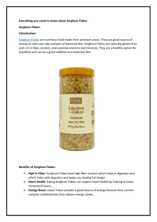 Everything you need to know about Sorghum Flakes | Jowar Flakes