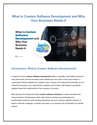 What is Custom Software Development and Why Your Business Needs It